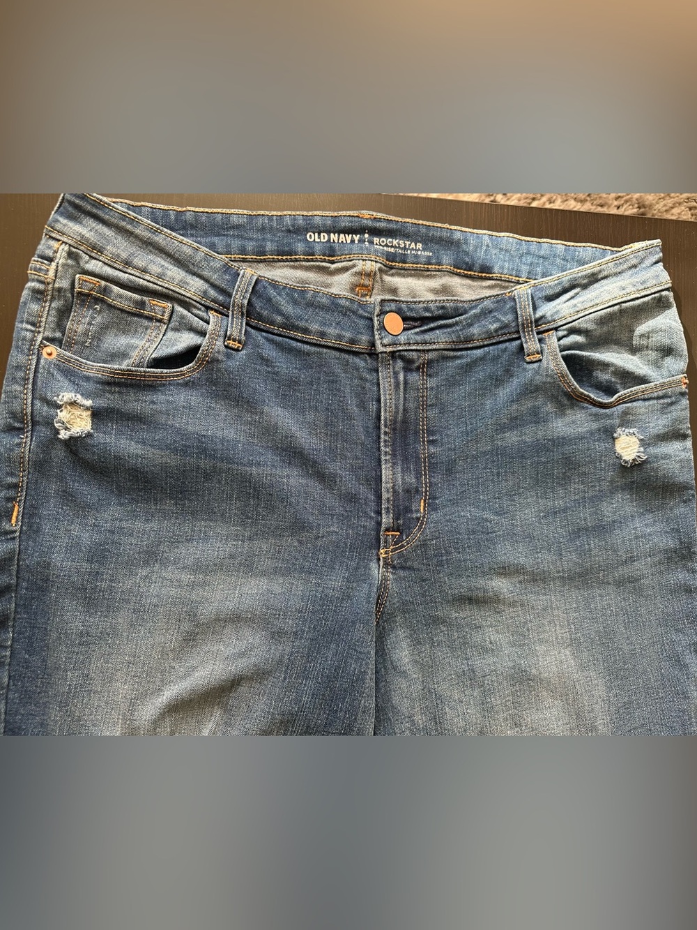 Old Navy Blue Distressed Skinny Jeans - Picture 5 of 13